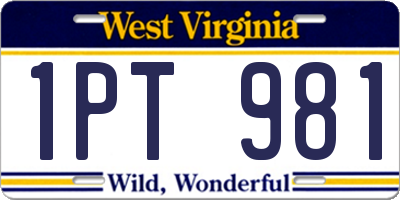 WV license plate 1PT981