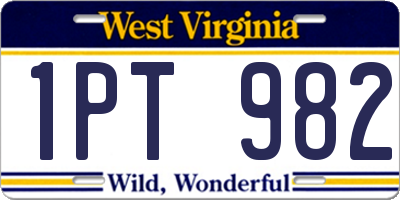 WV license plate 1PT982
