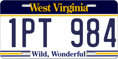 WV license plate 1PT984