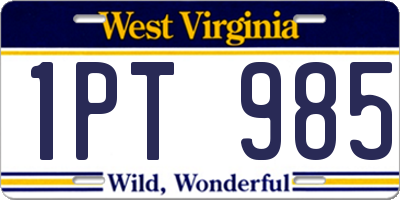 WV license plate 1PT985