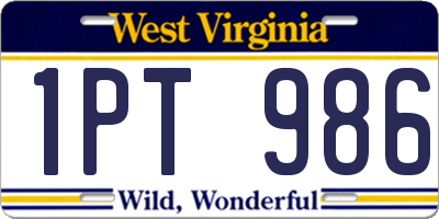 WV license plate 1PT986