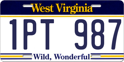 WV license plate 1PT987