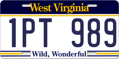 WV license plate 1PT989