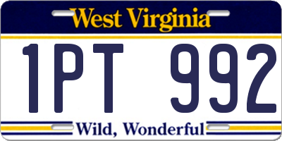 WV license plate 1PT992