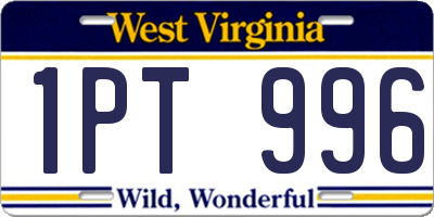 WV license plate 1PT996