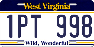 WV license plate 1PT998