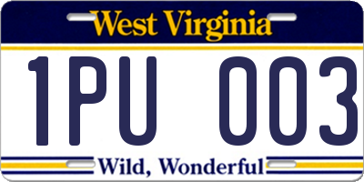 WV license plate 1PU003