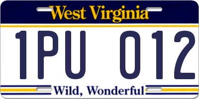 WV license plate 1PU012
