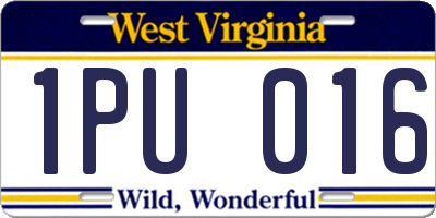 WV license plate 1PU016