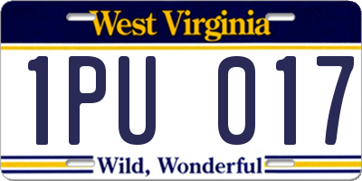 WV license plate 1PU017