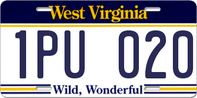 WV license plate 1PU020