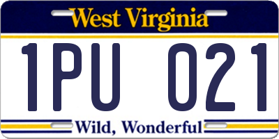 WV license plate 1PU021