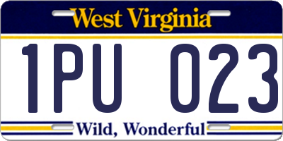 WV license plate 1PU023