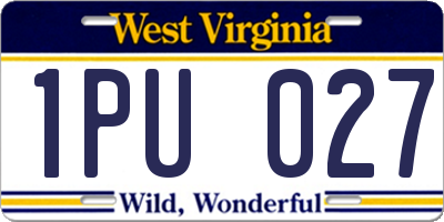 WV license plate 1PU027