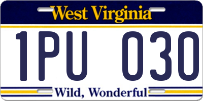WV license plate 1PU030