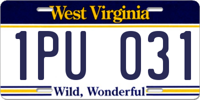 WV license plate 1PU031