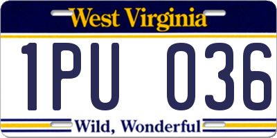 WV license plate 1PU036