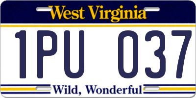 WV license plate 1PU037