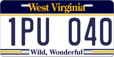 WV license plate 1PU040