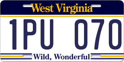 WV license plate 1PU070