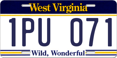 WV license plate 1PU071
