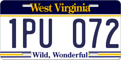 WV license plate 1PU072