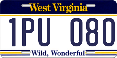 WV license plate 1PU080