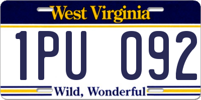 WV license plate 1PU092