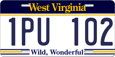WV license plate 1PU102