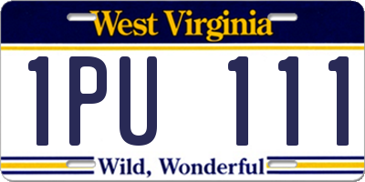 WV license plate 1PU111