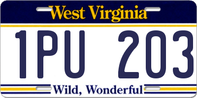 WV license plate 1PU203