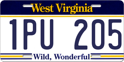 WV license plate 1PU205
