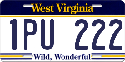 WV license plate 1PU222