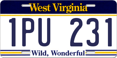 WV license plate 1PU231