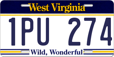 WV license plate 1PU274