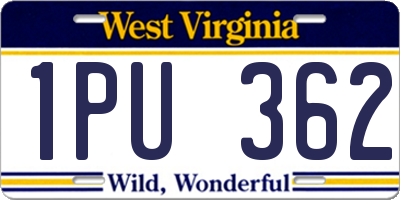 WV license plate 1PU362