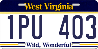 WV license plate 1PU403