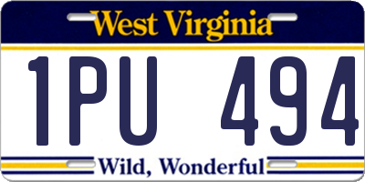 WV license plate 1PU494
