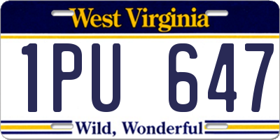 WV license plate 1PU647