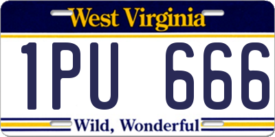 WV license plate 1PU666