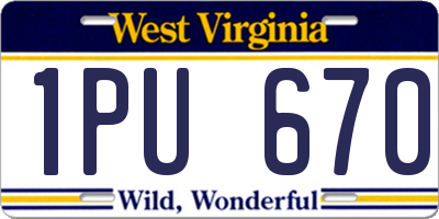 WV license plate 1PU670