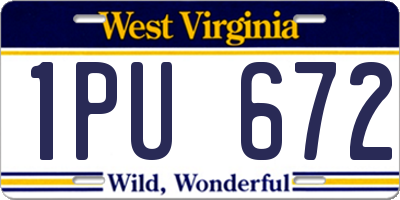 WV license plate 1PU672