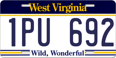 WV license plate 1PU692