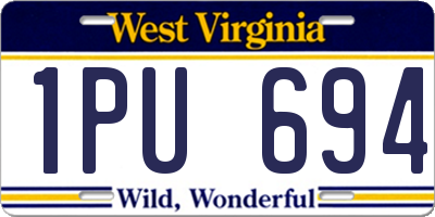 WV license plate 1PU694