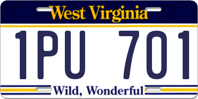 WV license plate 1PU701