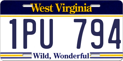 WV license plate 1PU794