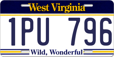 WV license plate 1PU796
