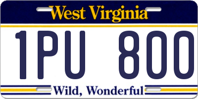 WV license plate 1PU800