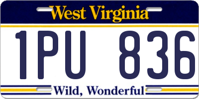 WV license plate 1PU836