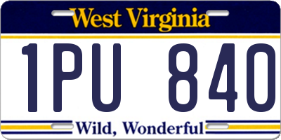 WV license plate 1PU840
